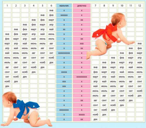  таблица для определения пола ребенка